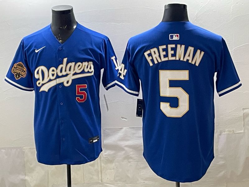 2026 Men Nike Los Angeles Dodgers #5 Freeman Blue gold Game MLB Jersey 004->los angeles dodgers->MLB Jersey